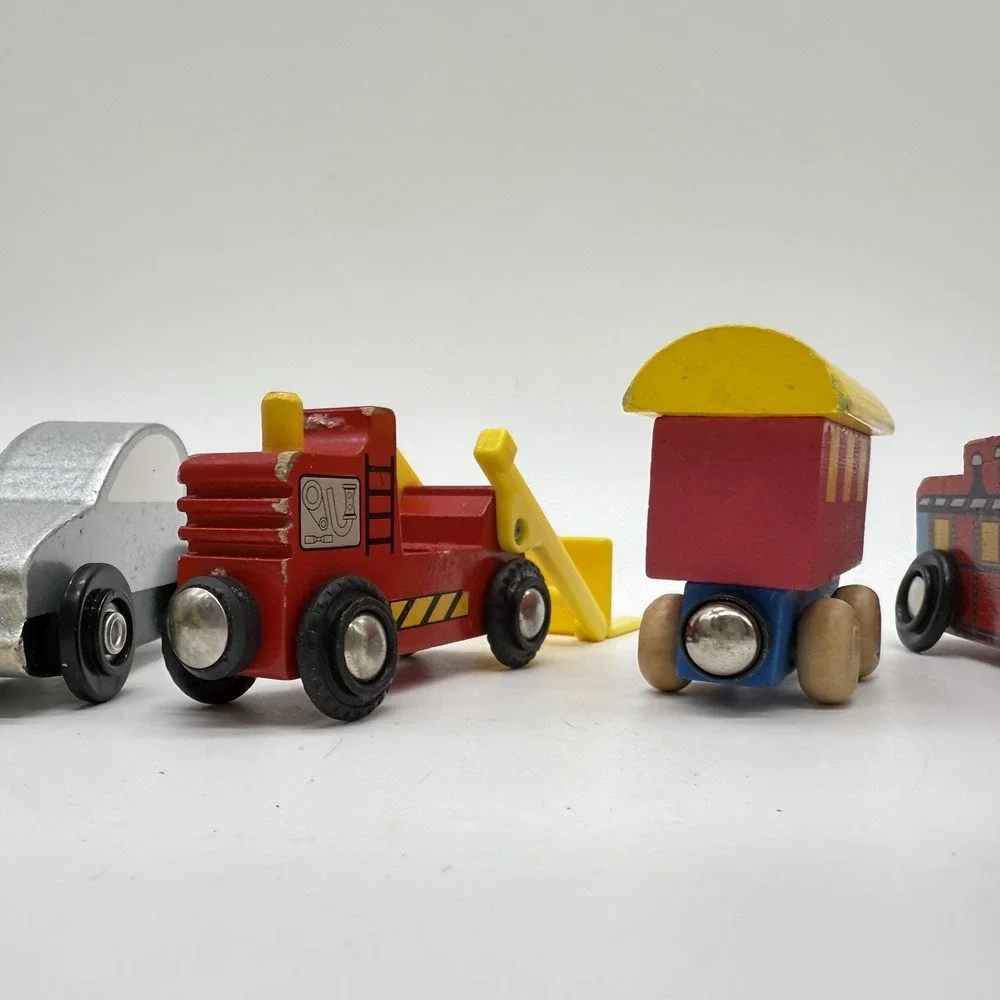Mixed Lot Of‎ Wooden Cars Some Magnetic And Mixed Brands Lot Taxi